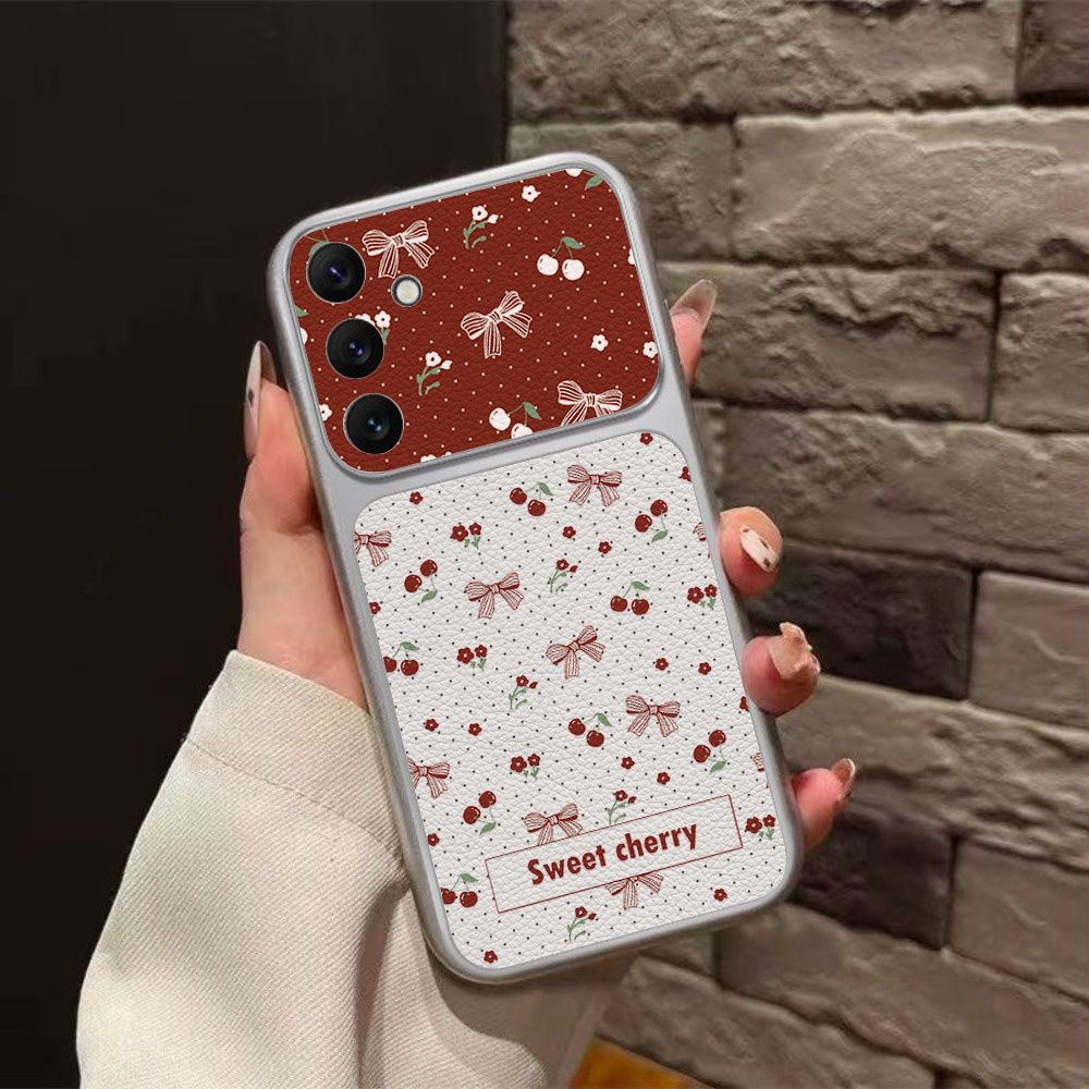 Phone Cases Red - Red Cherry Bow And Flower Leather