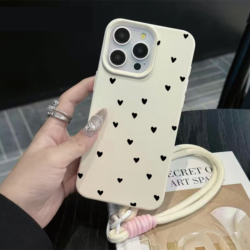 Black Heart Strap Rope Phone C - Phone Cases With Straps 评论和价格