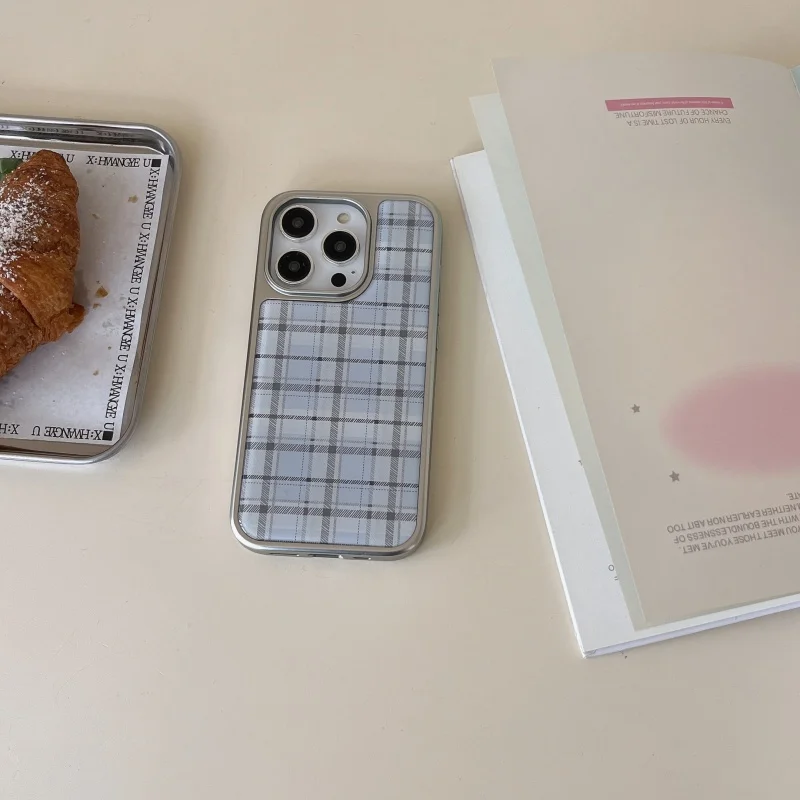 Korean Ins Epoxy Blue Plaid Pa - Phone Cases Y2K 评论和价格