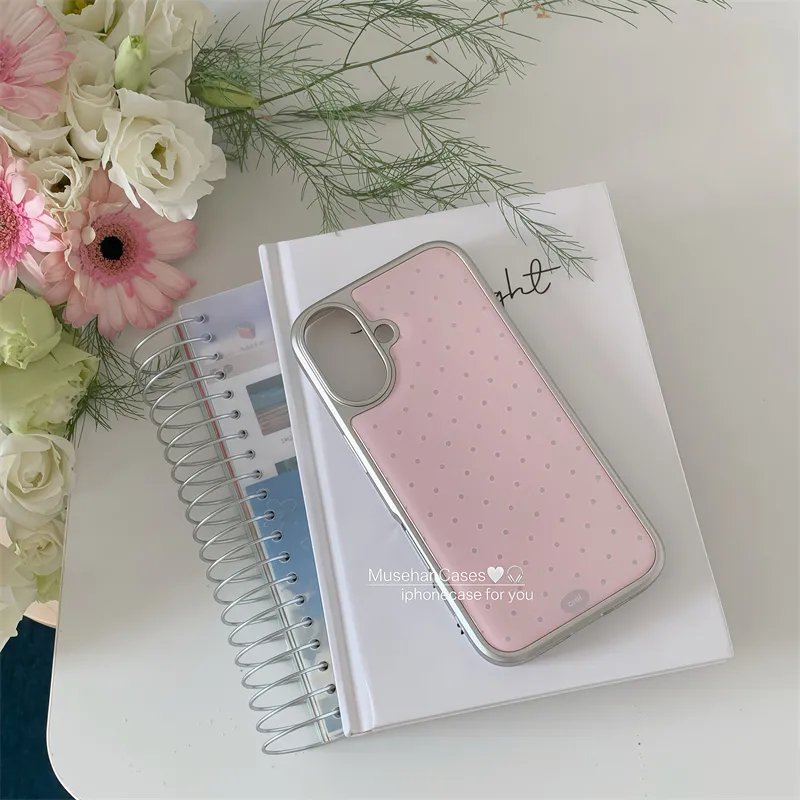 Korean ins Cream Pink Polka Do - Phone Cases Y2K 评论和价格