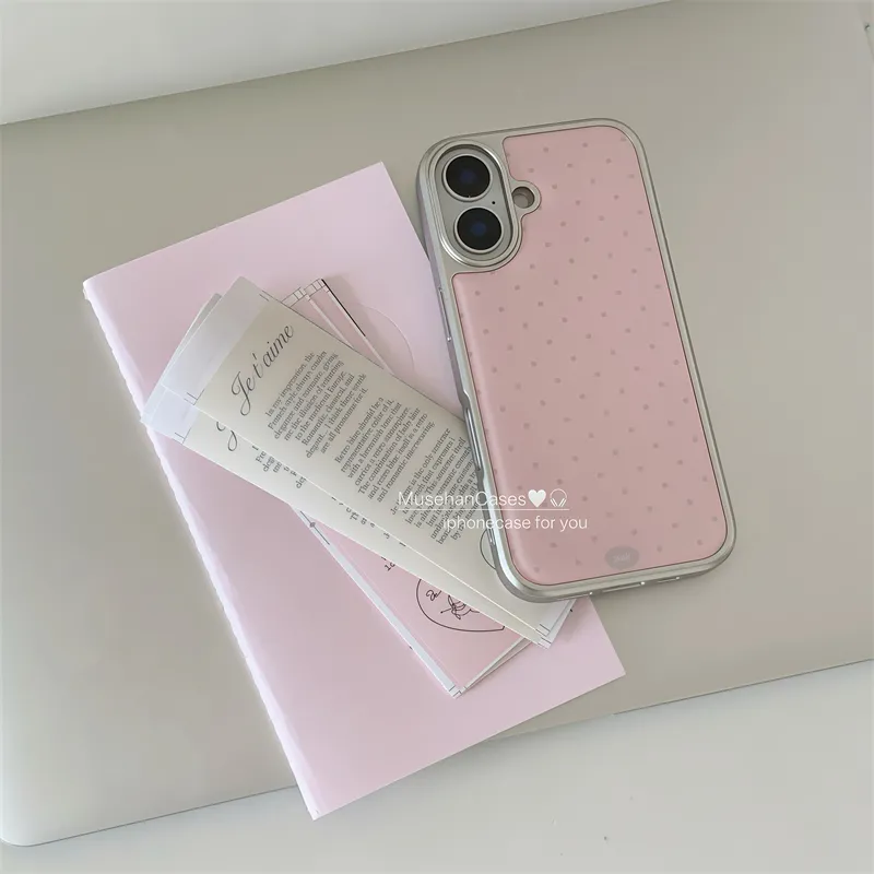 Korean ins Cream Pink Polka Do - Phone Cases Y2K 评论和价格