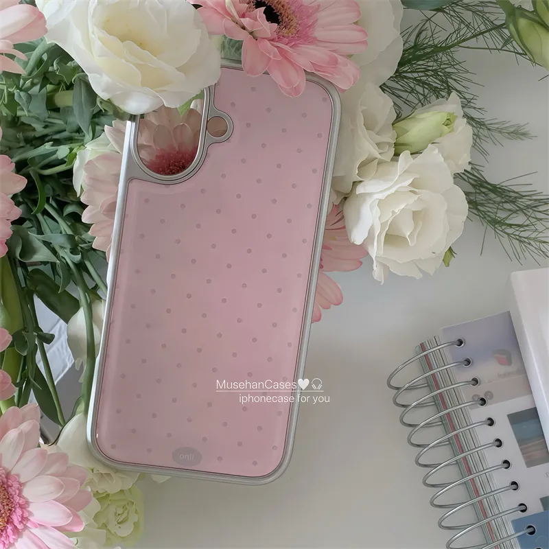 Korean ins Cream Pink Polka Do - Phone Cases Y2K 评论和价格