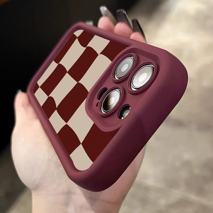 Wine Red Deform Grid Pattern P - Phone Cases Red 评论和价格