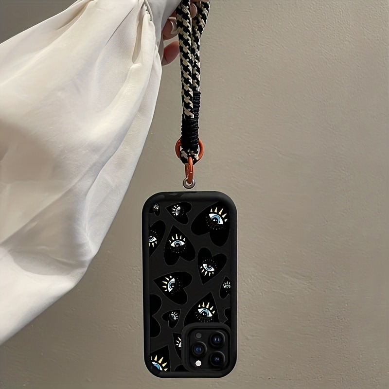 Black Love Heart Eye Hang Stra - Phone Cases With Loop 评论和价格