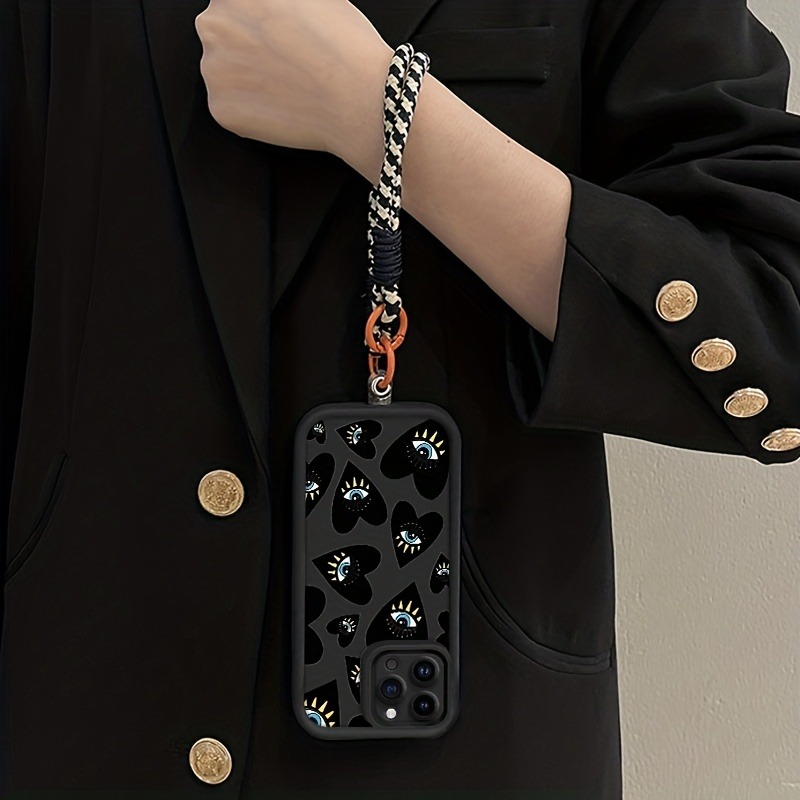 Black Love Heart Eye Hang Stra - Phone Cases With Loop 评论和价格
