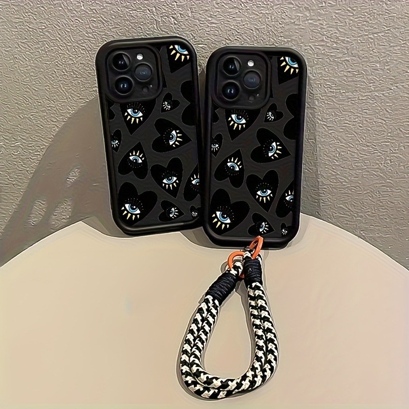 Black Love Heart Eye Hang Stra - Phone Cases With Loop 评论和价格