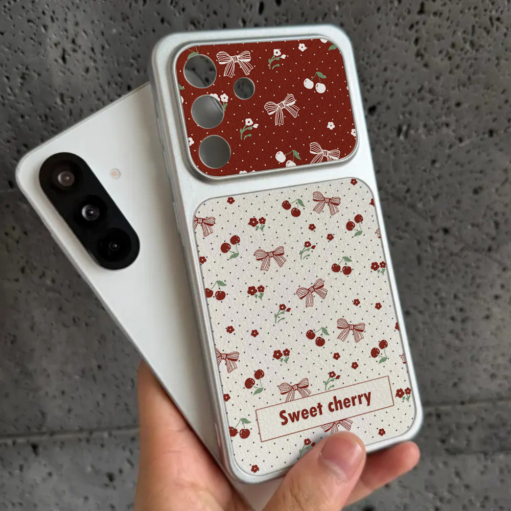 Red Cherry Bow And Flower Leat - Phone Cases Red 评论和价格