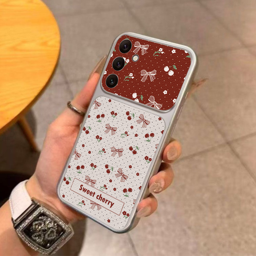 Red Cherry Bow And Flower Leat - Phone Cases Red 评论和价格