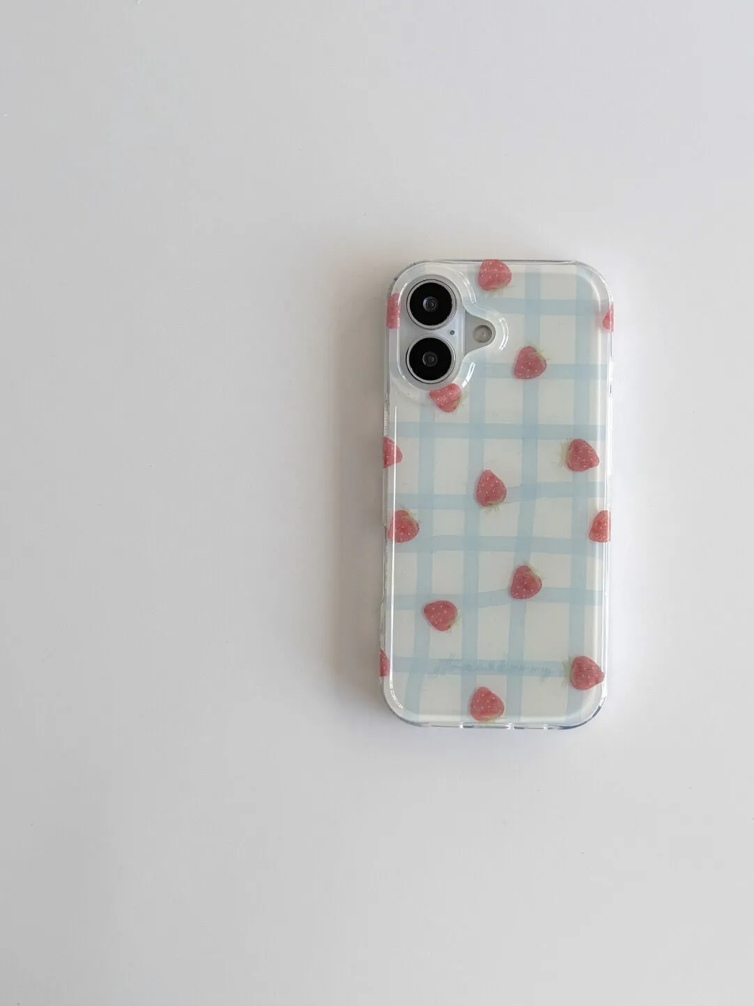 Fresh Blue Grid Pattern Strawb - Phone Cases Y2K 评论和价格