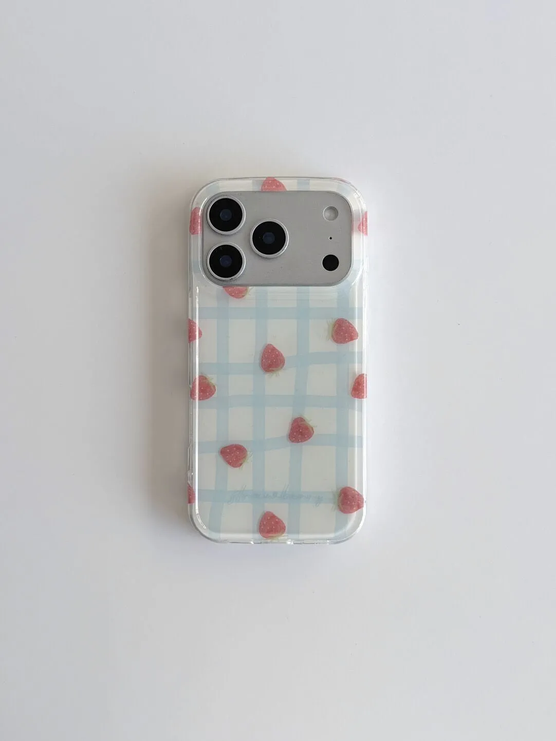 Fresh Blue Grid Pattern Strawb - Phone Cases Y2K 评论和价格