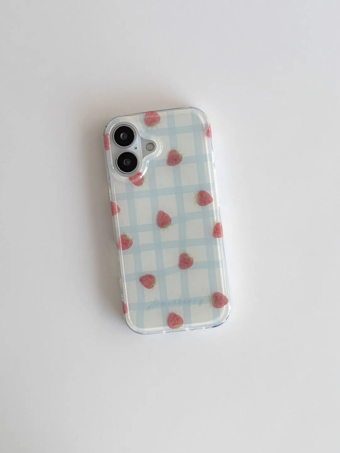 Fresh Blue Grid Pattern Strawb - Phone Cases Y2K 评论和价格